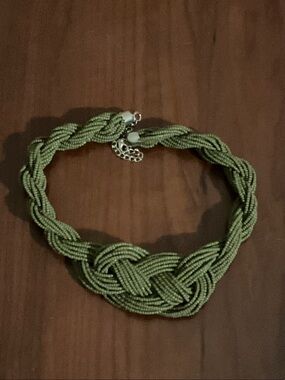 Olive Green Braided Seed Bead Necklace